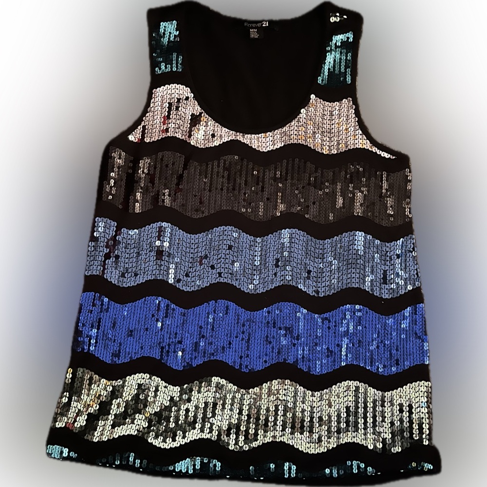 Forever 21 Black and Silver Sequin Top